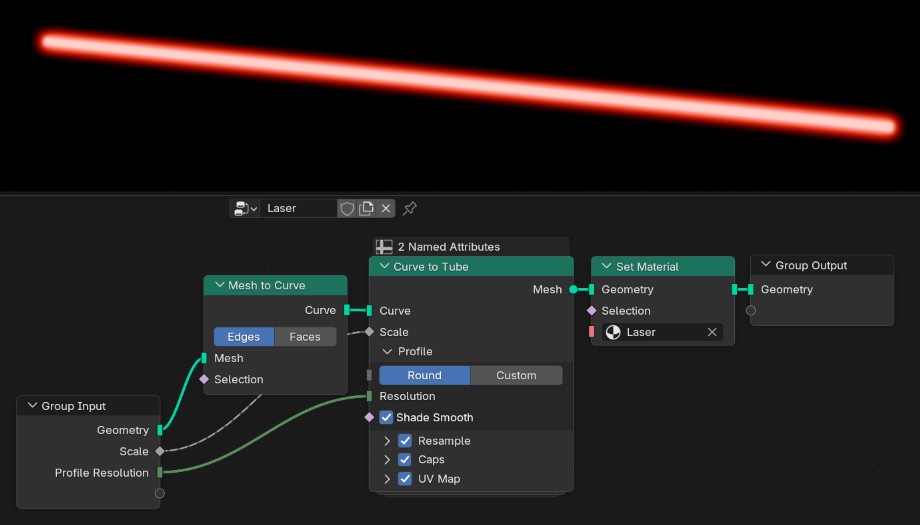 Laser created a mesh and geometry nodes.