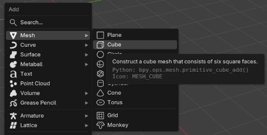 Menu with Python tooltips