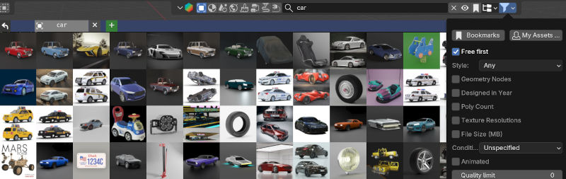 Blenderkit interface