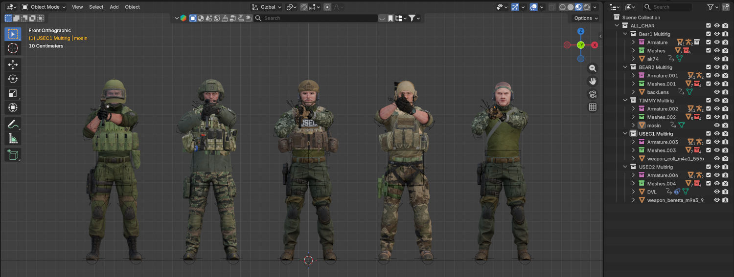 Blender file with all Attack on Tarkov characters