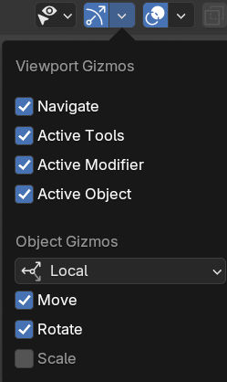 gizmos menu