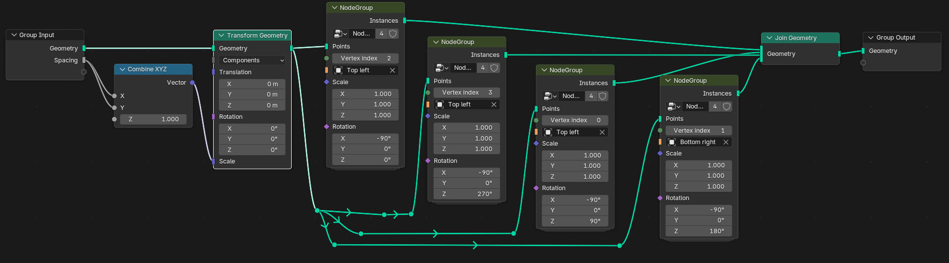 geometry nodes setup for the logo