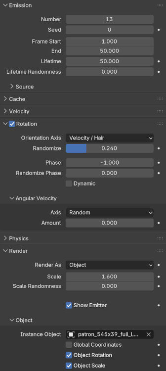 particle settings