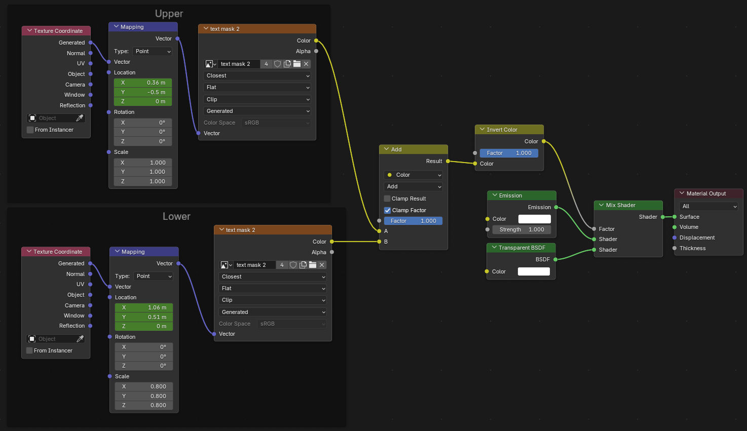 material setup for the text