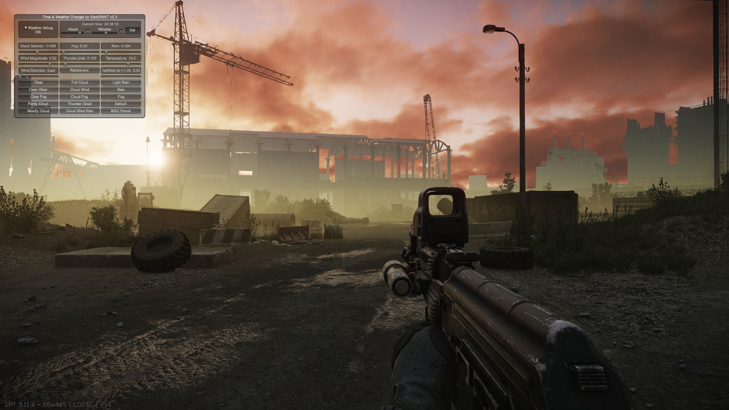 customs during sunset with fog