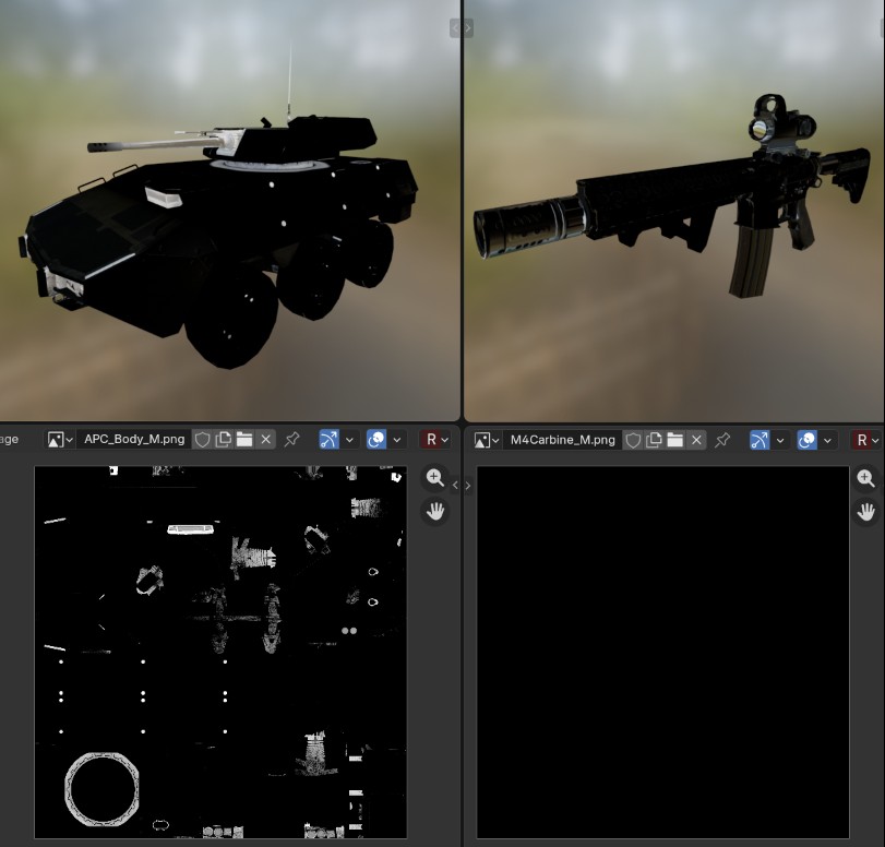 Metallic map applied to objects.