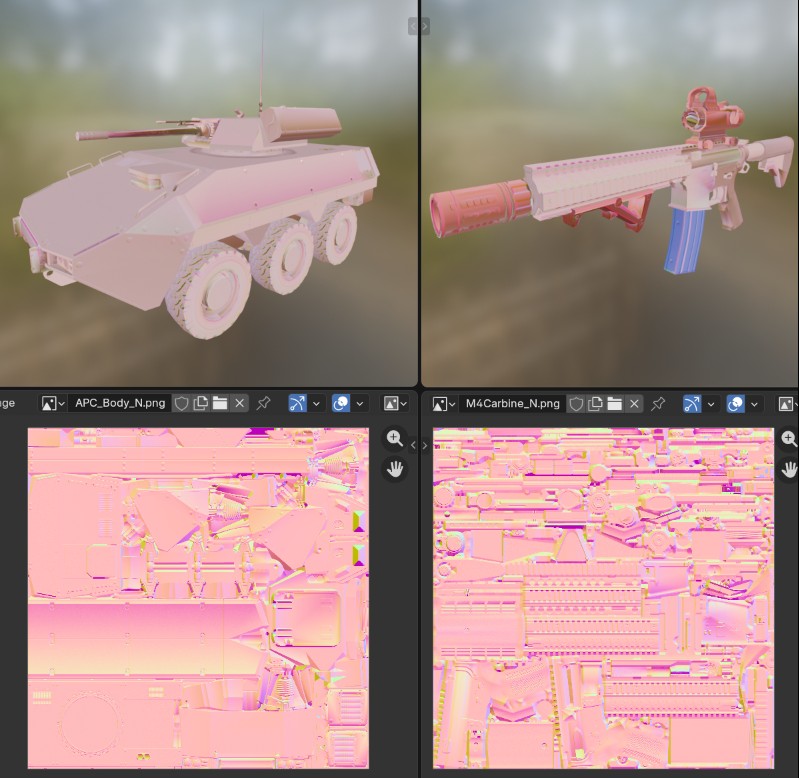 normal map applied to objects.