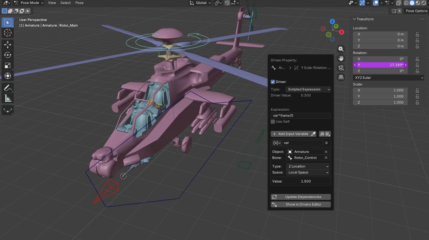 Bones for the helicopter rig.